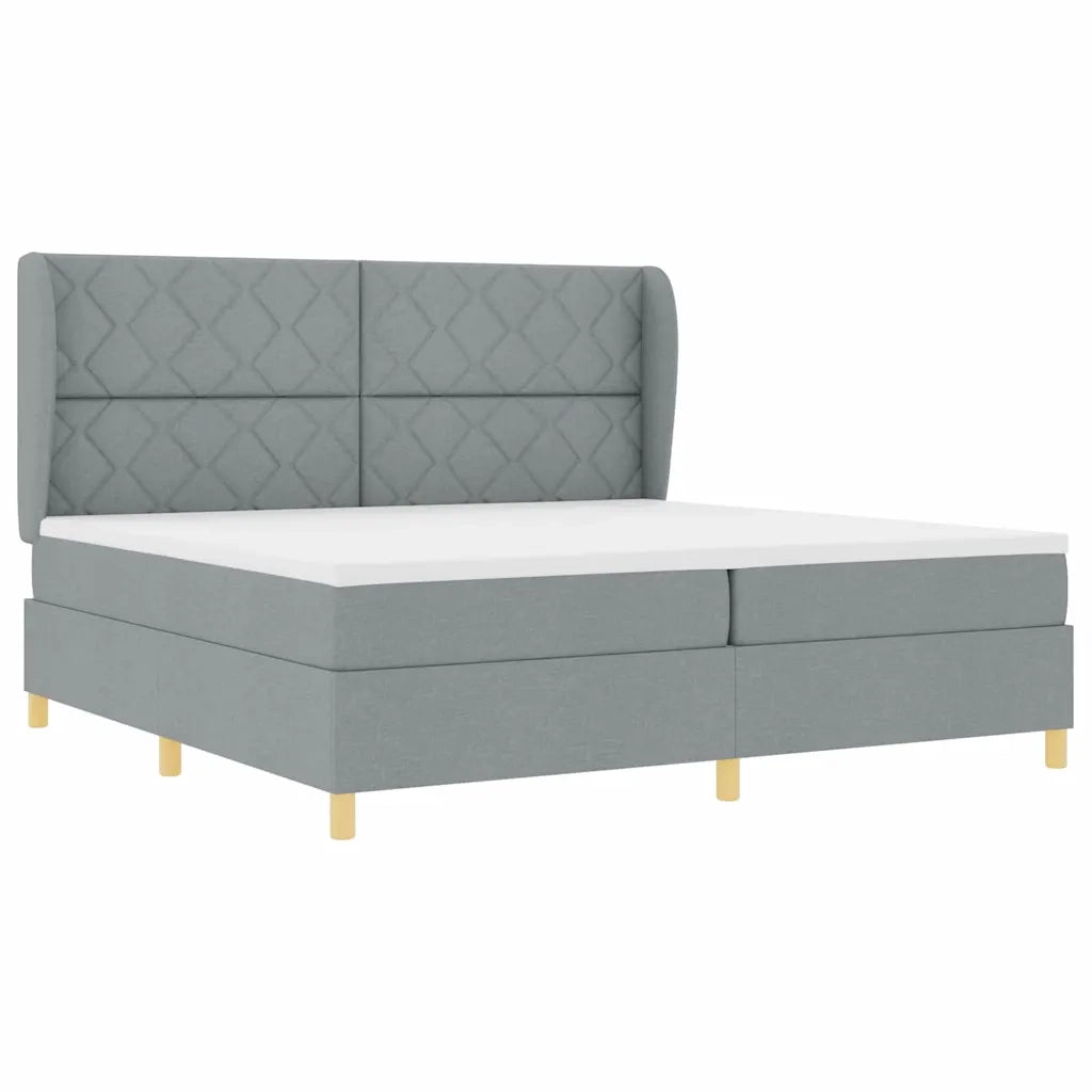 Letto a molle con materasso Grigio chiaro 200 x 200 cm Tessuto 3340837