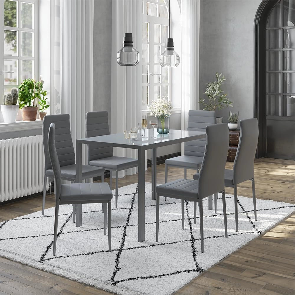 Sedie Grand, Grigio, 42.5 x 48 cm Set di 6, per l’utilizzo come set da pranzo in cucina o sala da pranzo