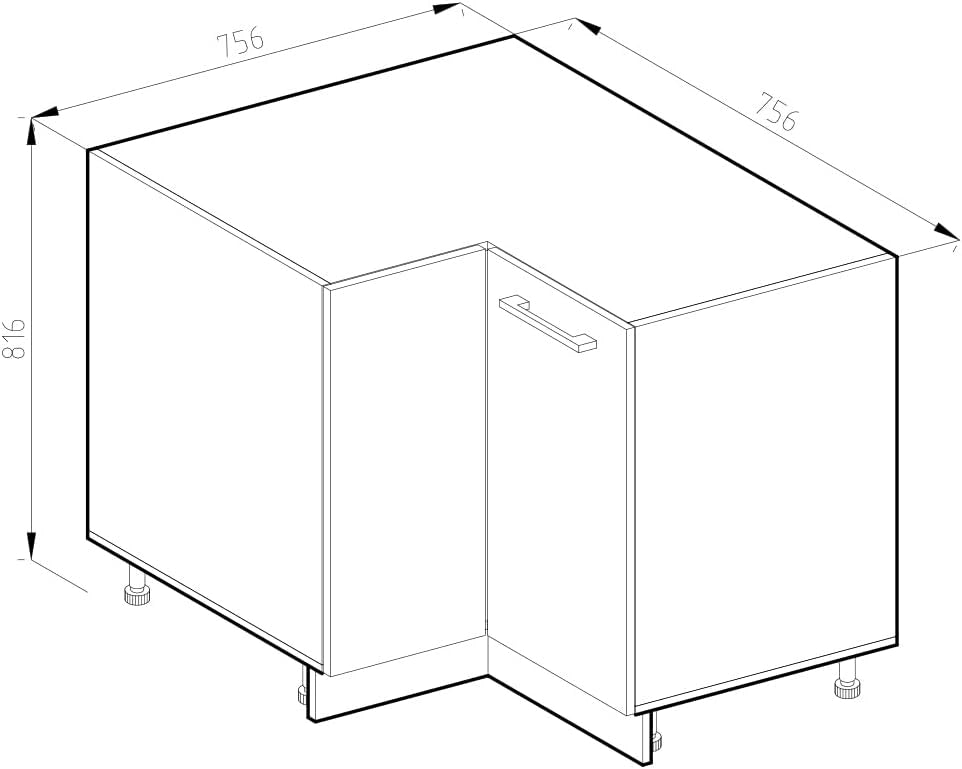 Mobile ad angolo cucina R-Line, Sonoma, 75.6 cm senza piano di lavoro, per la libera combinazione all'interno di sistemi cucina modulari