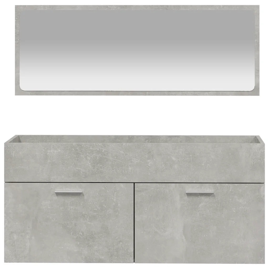 Mobile da Bagno con Specchio-Armadietto a Specchio da Bagno Grigio Cemento Legno Multistrato 169809