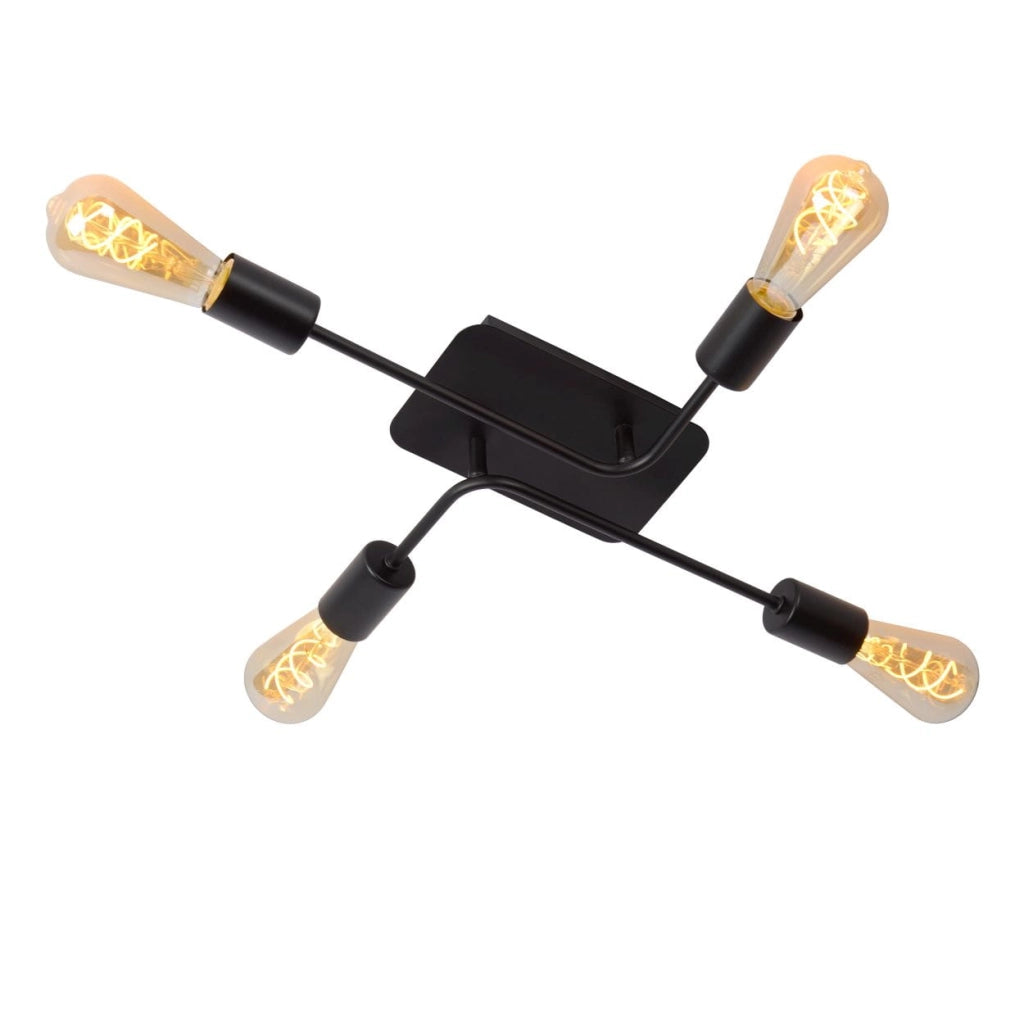 Plafoniera Lucide Lester nera metallo 4 luci E27 60W
