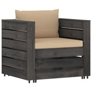 Set Salotto da Giardino 2pz | Set di Mobili da Esterno con Cuscini Legno Impregnato Grigio