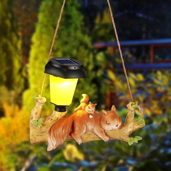 Gatto che si siede su una Tartaruga con un Ombrello Ornamento Solare per Giardino | Decorazione Esterna per Giardino con Luci a Filo - IP65 Impermeabile Arte Rustica per Prato