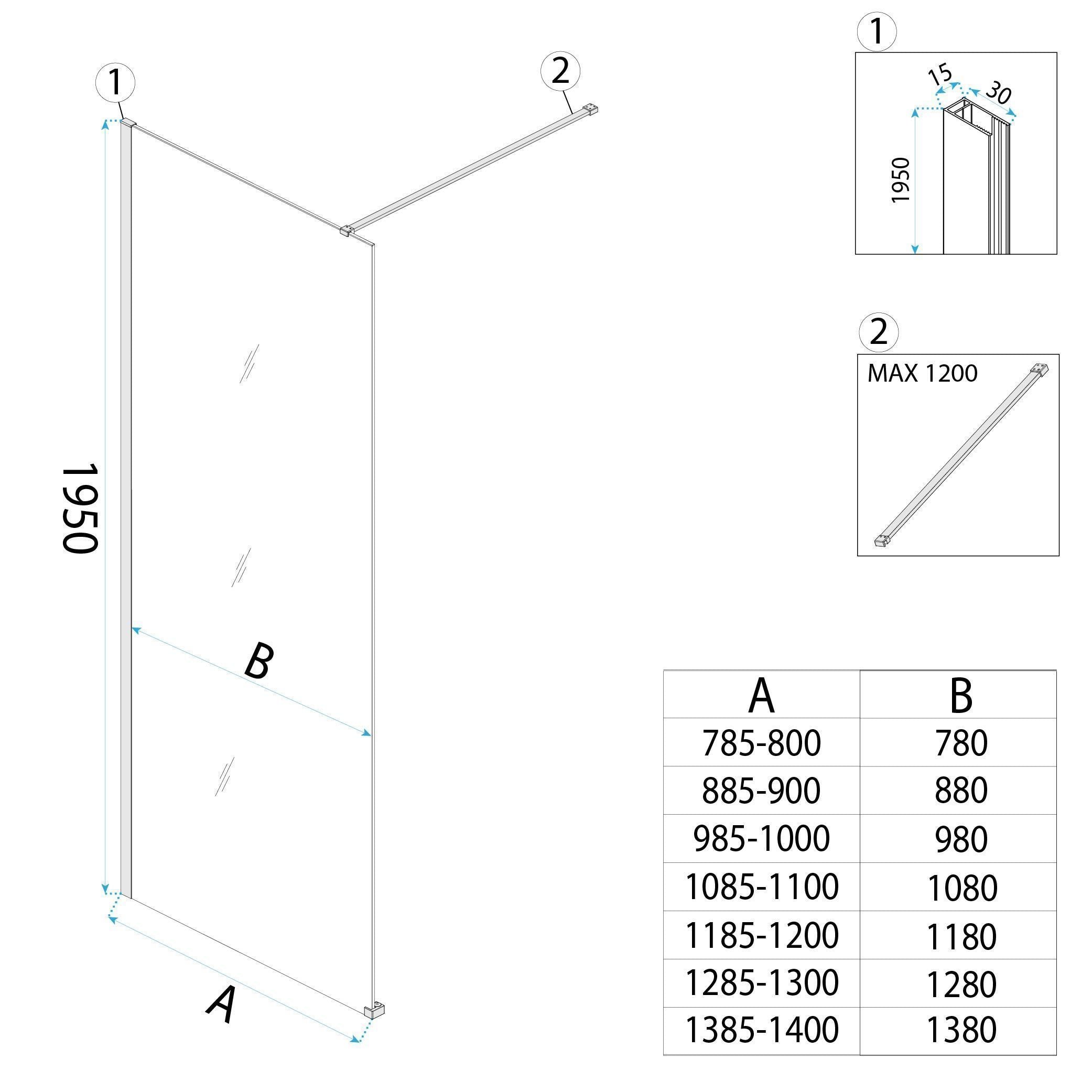 Parete Doccia Rea Flexi Transparent / Titan 110