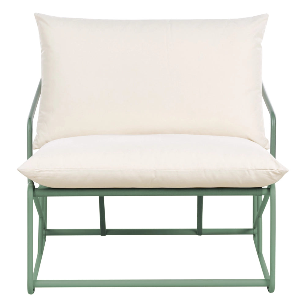 Sedia bassa oversize in metallo con cuscini per schienale e seduta Arredamento per interni ed esterni Giardino verde