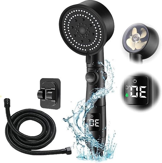 Douchi con indicatore di temperatura risparmio d'acqua | 5 modalità | diametro 9 cm | nero.