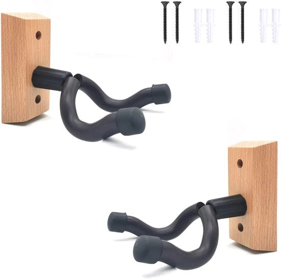Set di 2 supporti per chitarra in legno per basso elettrico banjo - attacco chitarra universale - ganci per chitarra classica con pedali chitarra muro regolatore