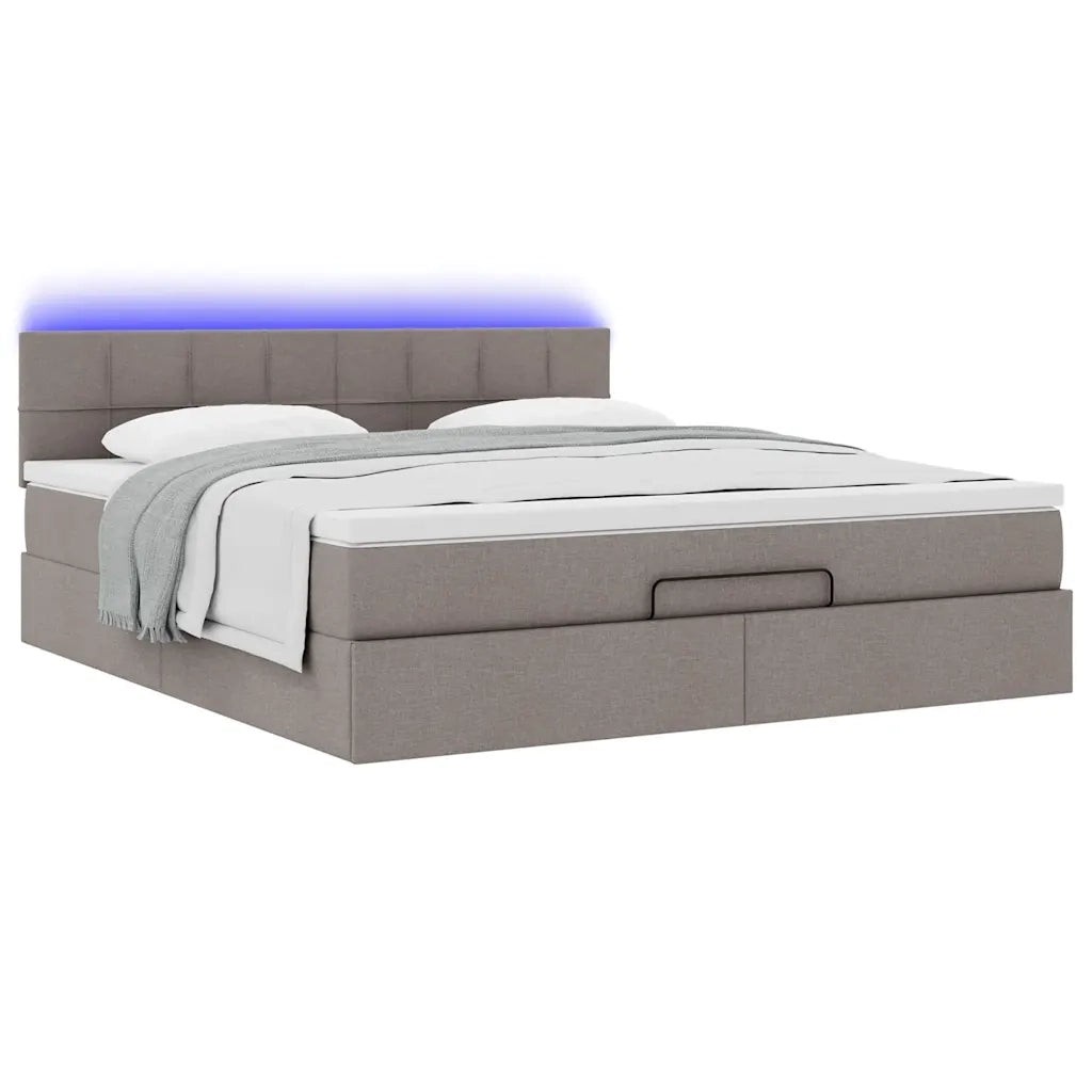 Struttura Letto Pouf con Materasso Tortora 160x200cm in Tessuto 3312323