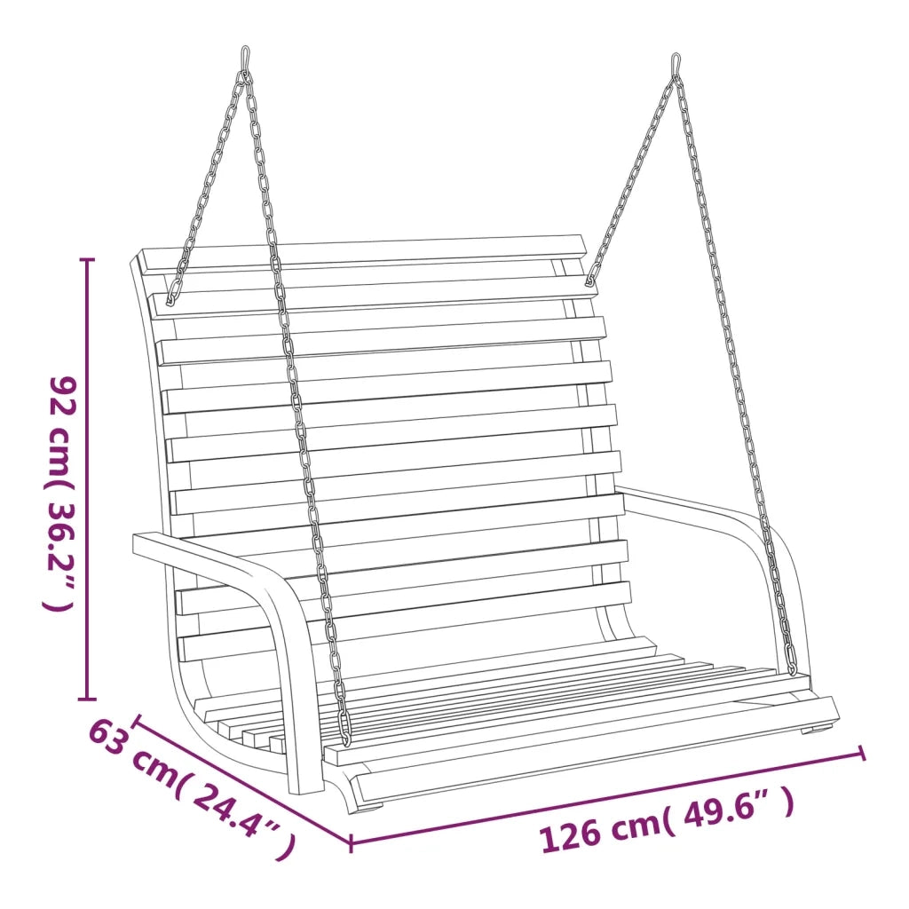Panca a Dondolo-Sgabello-Panca da esterno in Legno Ricurvo Finitura Teak 126x63x92 cm