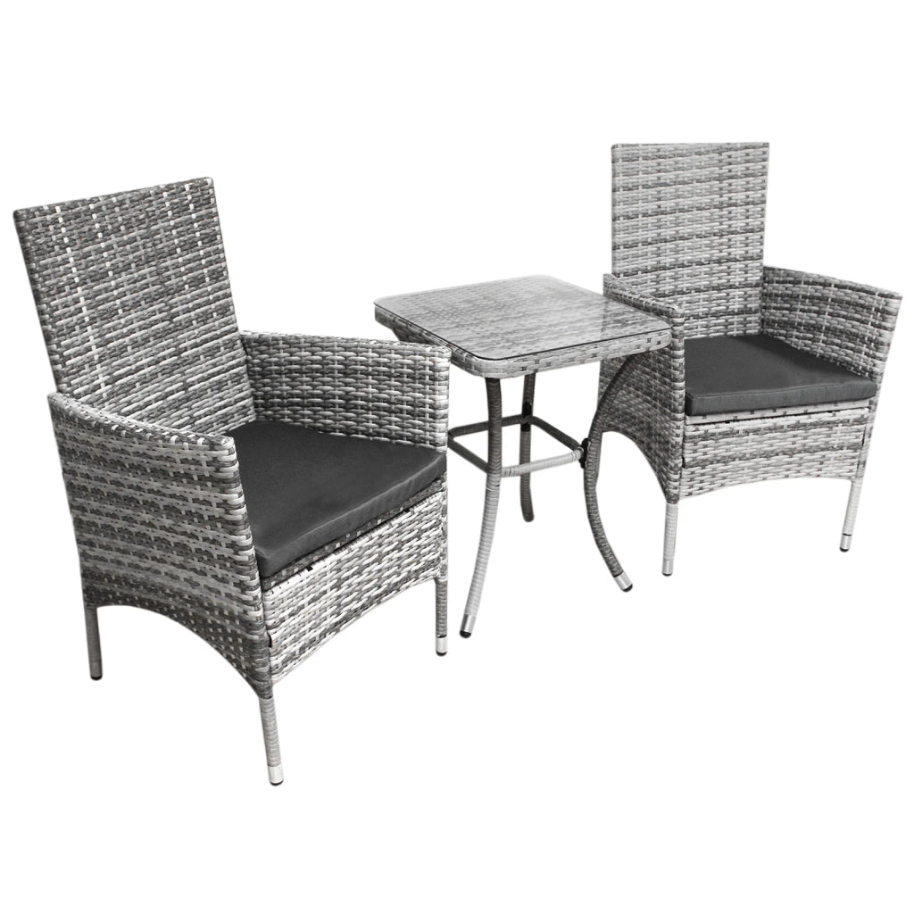 Jardí Set Bistro Giardino Polyrattan 2 Poltroncine Tavolino e Cuscini