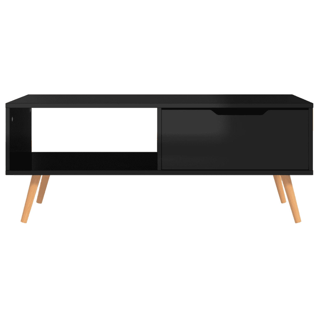 Tavolino Salotto-Tavolino da soggiorno-Tavolo Nero Lucido 100x49,5x43 cm Legno Multistrato