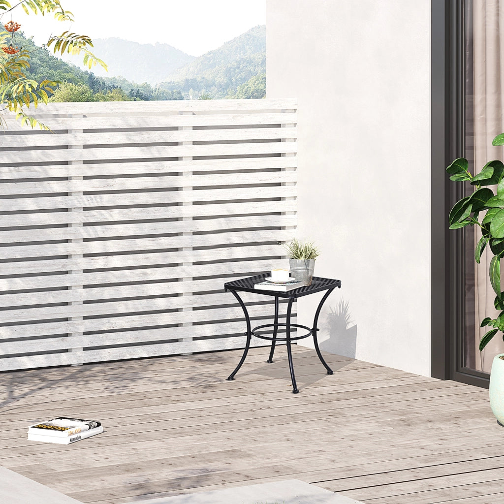 Tavolino da giardino con piano in metallo a rete; struttura stabile; per balcone e terrazza; nero; 45 × 45 × 50 cm