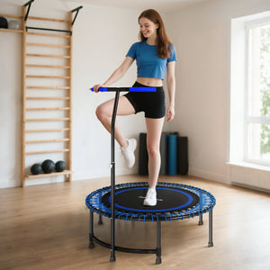Trampolino Fitness Ø145 cm con Manubrio Regolabile su 5 Posizioni 36 Molle Bungee e Capacità 150 kg Telaio in Acciaio