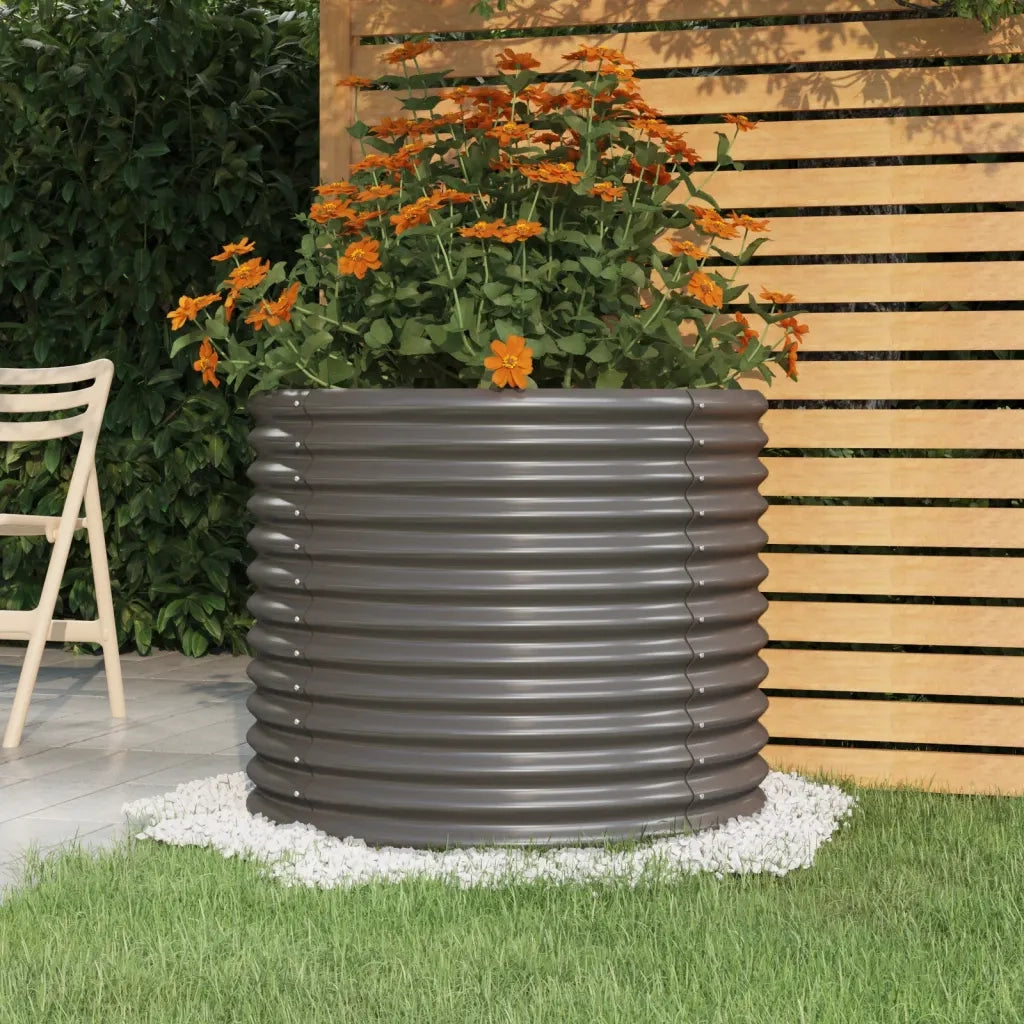 Fioriere | Cassetta per fiori | Vaso da Giardino Acciaio Zincato 80x80x68cm Grigio