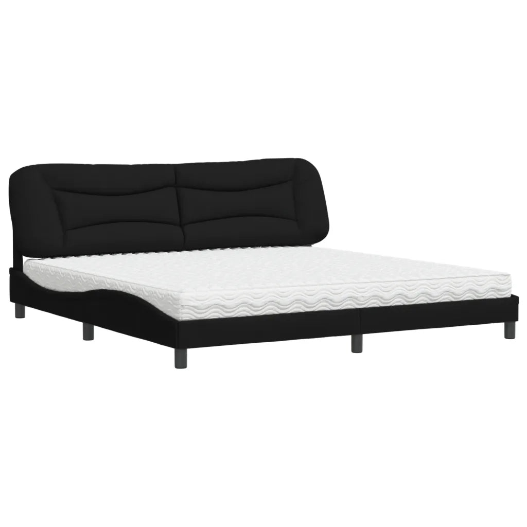 Letto con Materasso Hvar Nero 200x200 cm in Tessuto