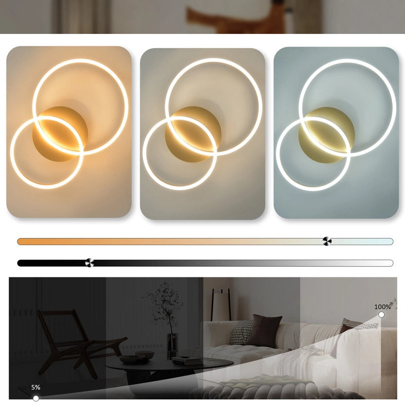 ZMH Lampada da soffitto plafoniera LED dorata dimmerabile 46W telecomando per camera letto soggiorno sala pranzo