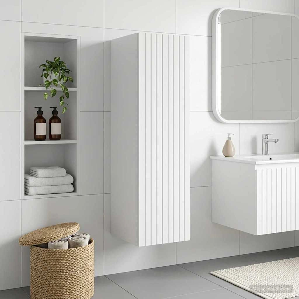 Mobiletto da Bagno a Muro Bianco Lucido 33 x 34,5 x 100 cm 890656