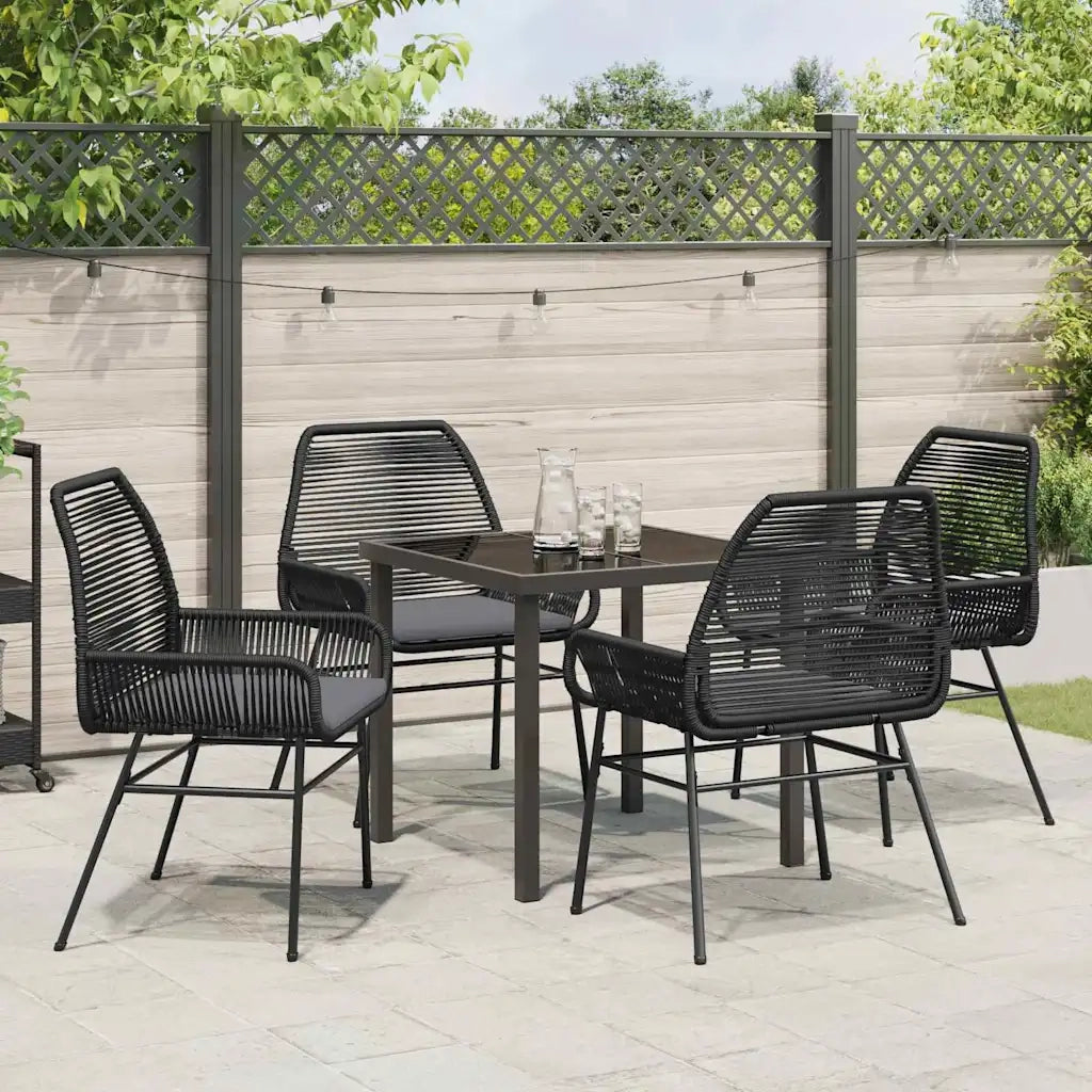 Set da Pranzo per Giardino con cuscino 5 pcs Nero polyrattan 3380870
