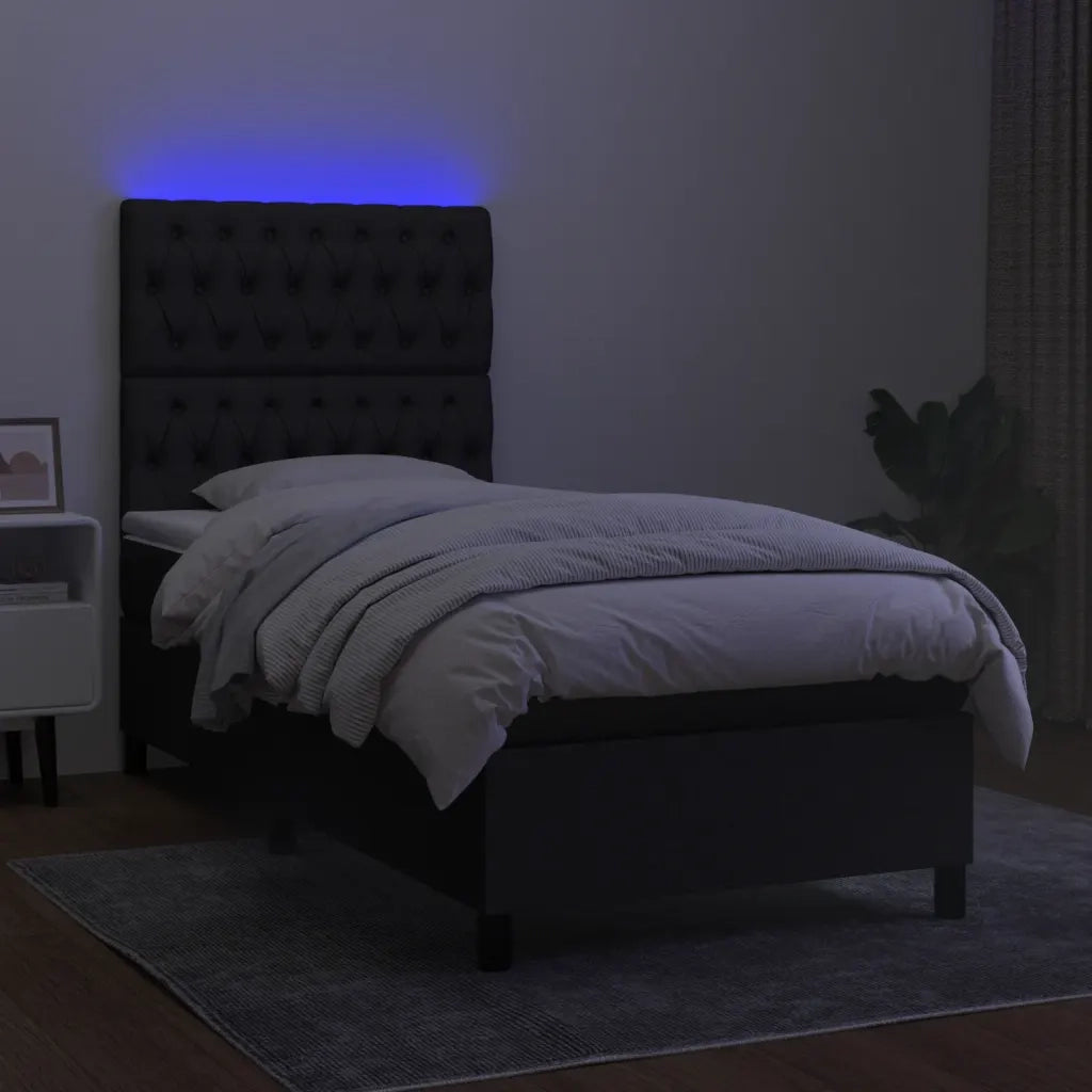 Letto a Molle con Materasso e LED Nero 90x190 cm in Tessuto 3135079