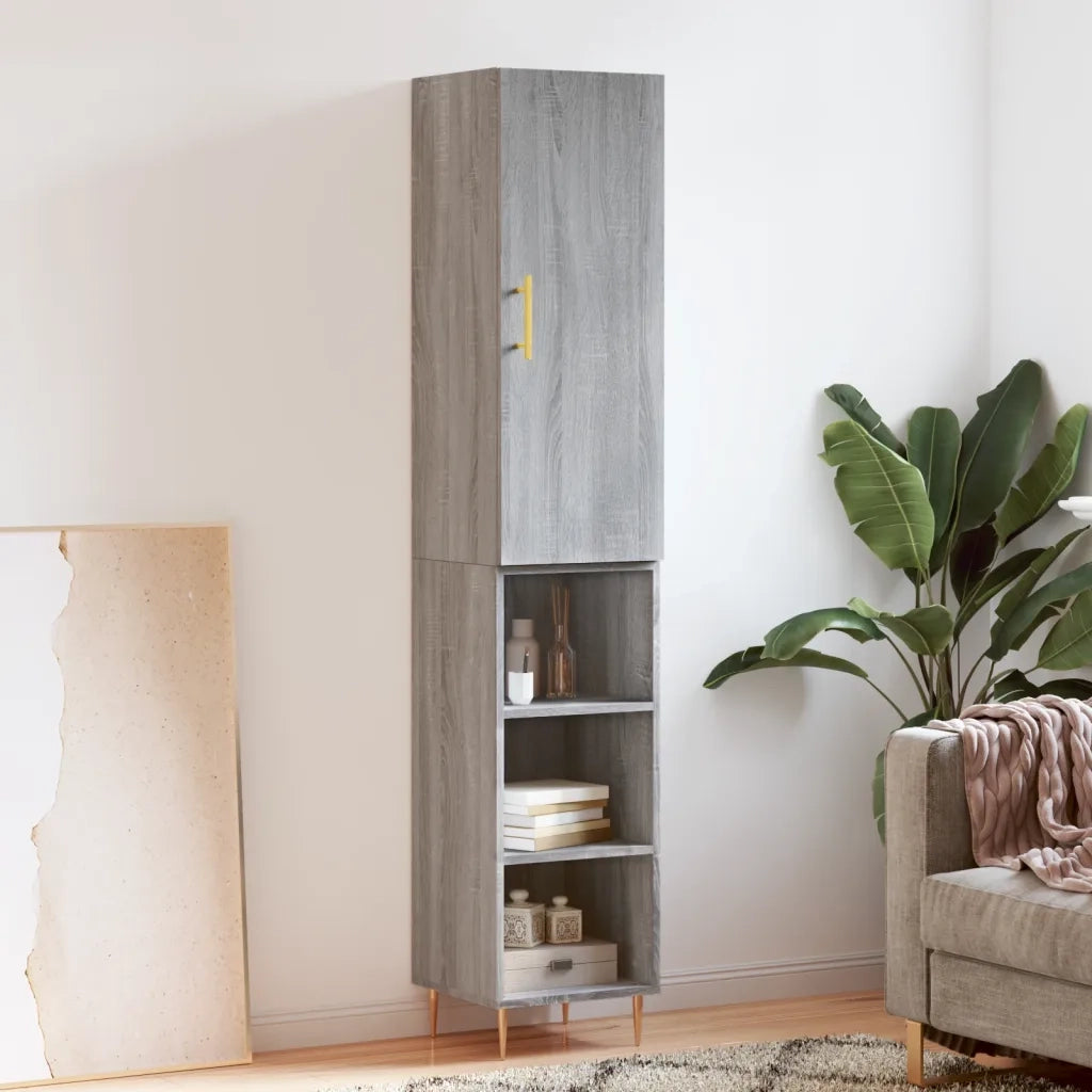 Credenza-Buffet-Armadio da cucina Grigio Sonoma 34,5x34x180 cm in Legno Multistrato 676852