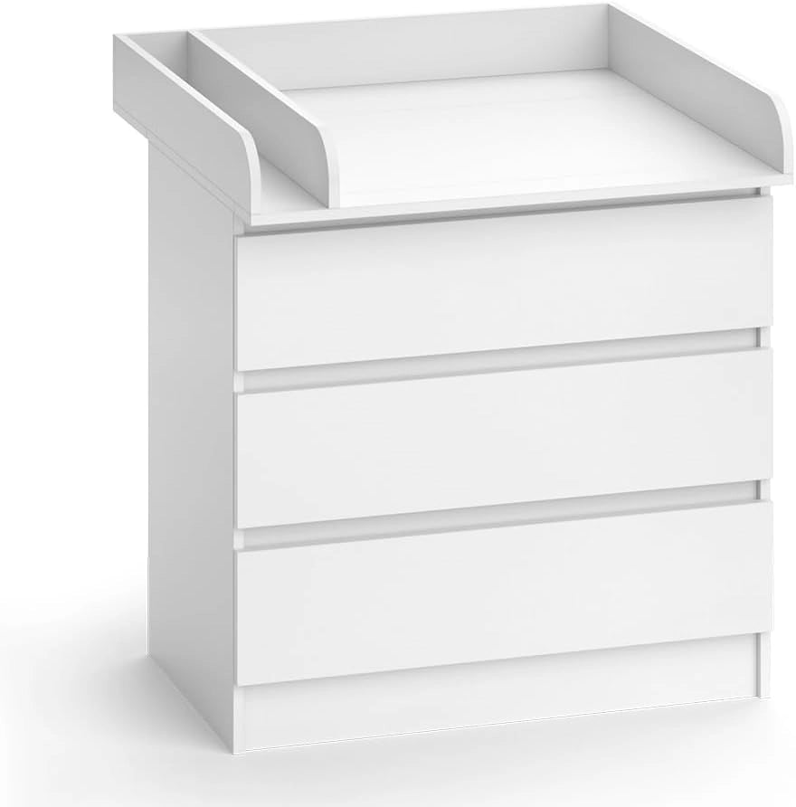 Fasciatoio Emma, Bianco, 80 x 85.4 cm con 3 cassetti