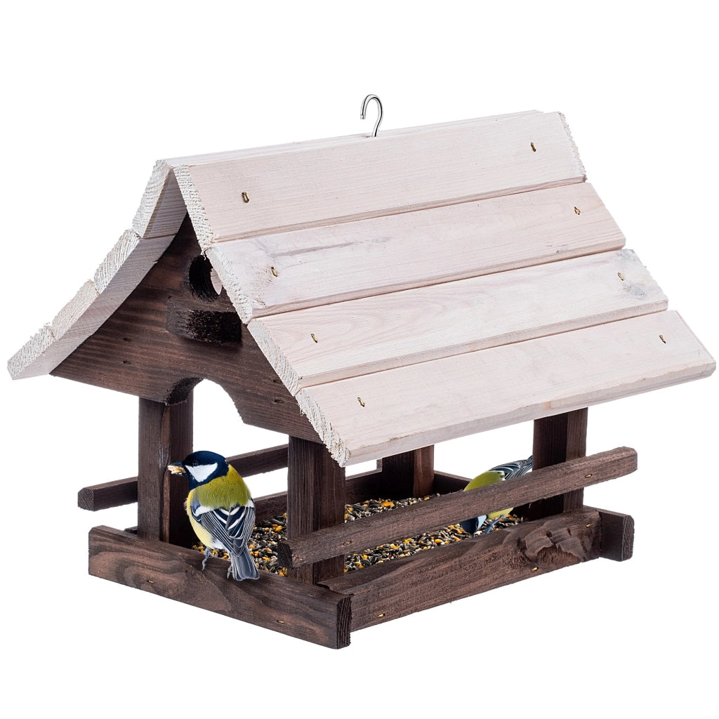 KADAX Grande mangiatoia per uccelli in legno da appendere, decorazione da giardino.