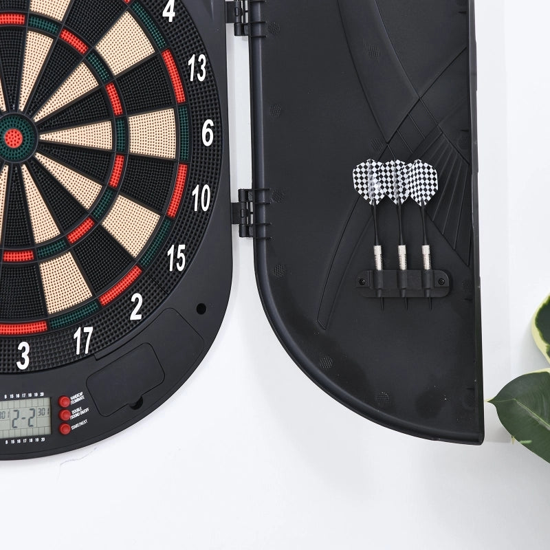 Bersaglio elettronico per freccette con istruzioni vocali (voce in inglese), display a LED, 6 freccette, 26 giochi, 185 varianti, macchina per