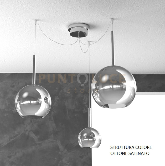 SOSP. OTTONE SAT. SPOSTABILE 3 LUCI VETRI (1 X GRANDE+ 1 X MEDIO+ 1 X PICCOLO)TUTTI CROMO 1155OS-S3 S MIX-CR