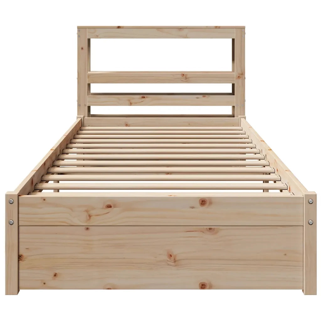 Giroletto con Testiera 75x190 cm in Legno Massello di Pino 3305979