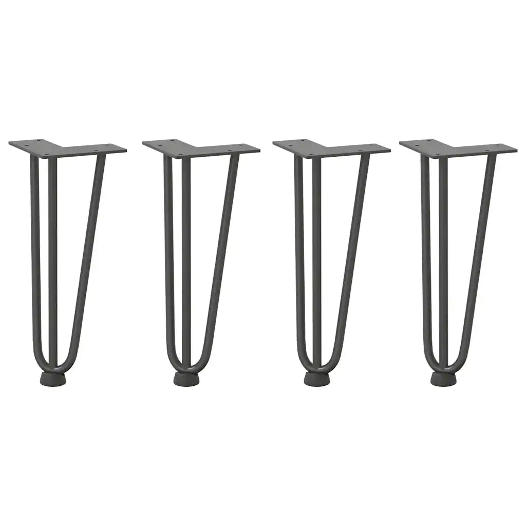 Gambe a forcina per tavolino 4 pz antracite 30 cm acciaio massiccio 4012438