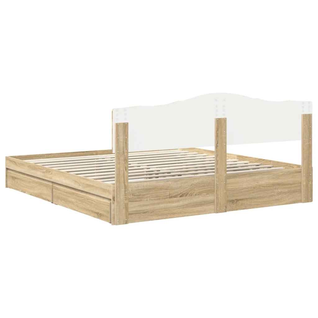 Letto con Contenitore con testiera Rovere Sonoma 180 x 200 cm