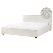 Letto matrimoniale in tessuto bouclé bianco sporco 160 x 200 cm stile moderno