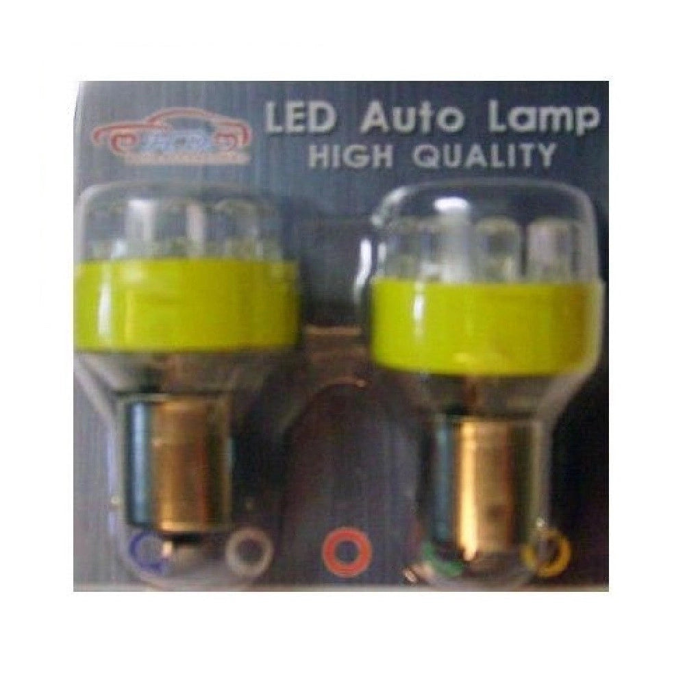 Trade Shop - Coppia Di Lampadine Gialle A Bulbi 12 Led Per Auto 12volt S25 Luce Gialla -