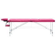 Lettino da Massaggio a 3 Sezioni in Alluminio Rosa 110197
