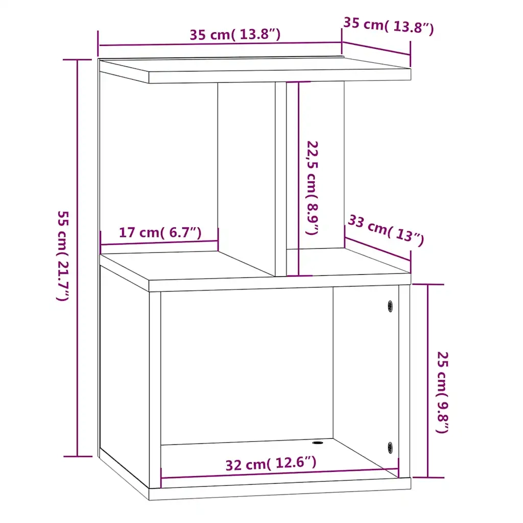 Comodini 2 pz Grigio Sonoma 35x35x55 cm in Legno Multistrato 815186