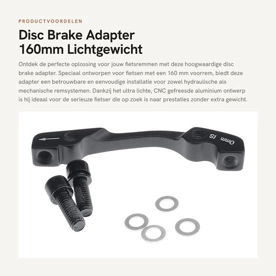 Adattatore freno a disco - 160mm - Leggero in alluminio - Adatto a tutti i marchi - Per montaggio posteriore Post Mount - Per bicicletta