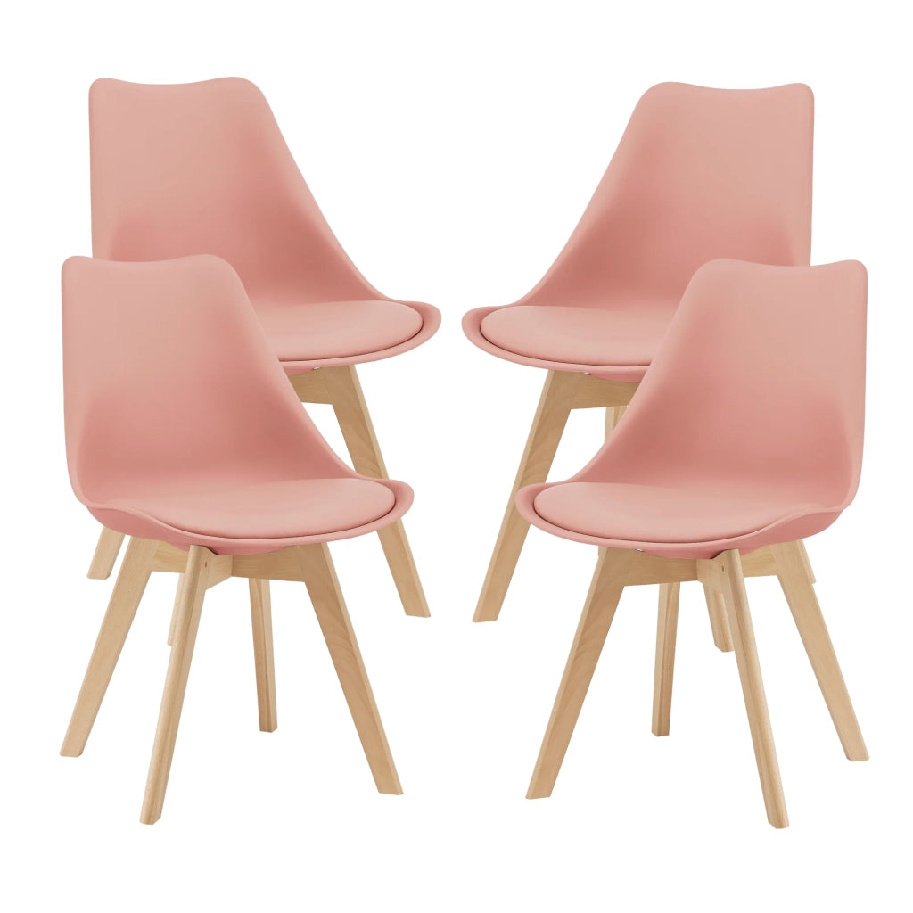 Set di 4 sedie da pranzo in similpelle color faggio rosa 03_0006766