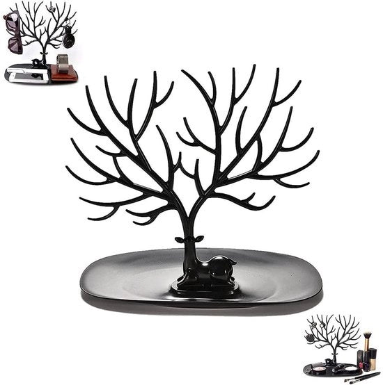 Organizzatore di gioielli decorativi - Otre per collana e bracciale - Supporto per collane e bracciali leggero in plastica - Dimensioni: 25 x 22,5 x 14,5 cm - Otre per gioielli