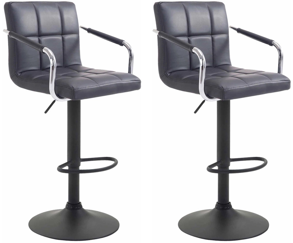 Set 2 sgabelli design Lucy V2 in similpelle nero,nero