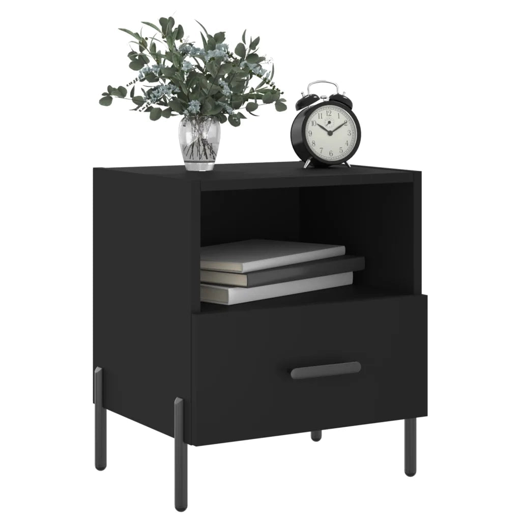 Comodini 2 pz Neri 40x35x47,5 cm in Legno Multistrato 827455