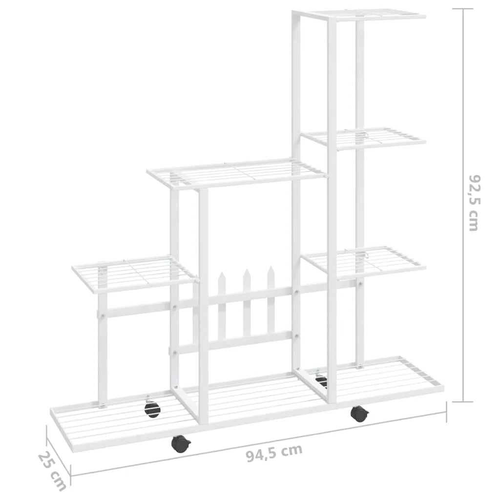 Portavasi mobile portafiori su ruote 94,5 x 25 x 92,5 cm metallo bianco 02_0045183