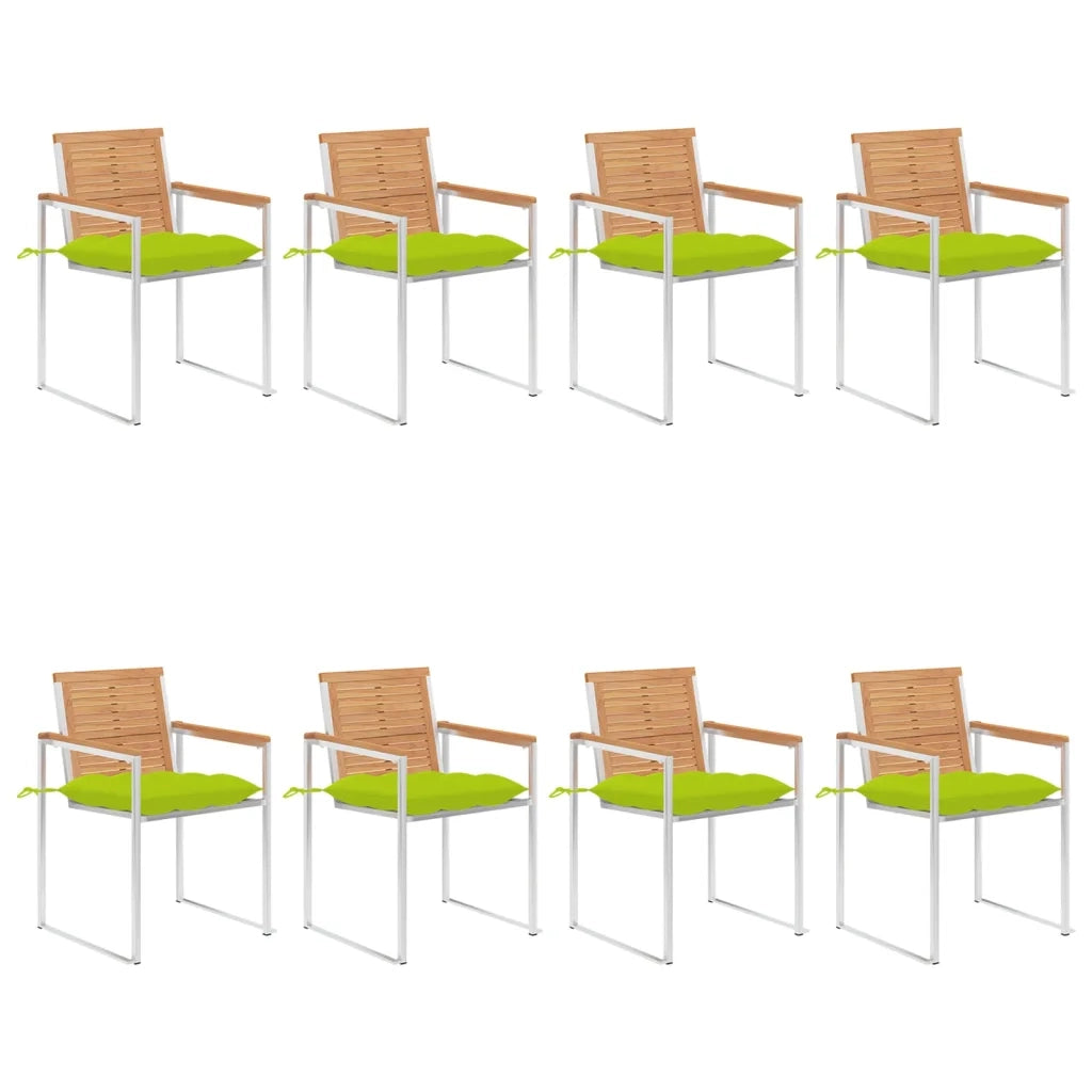 Sedie da Giardino con Cuscini 8 pz in Legno Massello di Teak cod mxl 42364