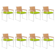 Sedie da Giardino con Cuscini 8 pz in Legno Massello di Teak cod mxl 42364