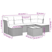 vidaXL Set Divani da Giardino 7 pz con Cuscini Beige in Polyrattan