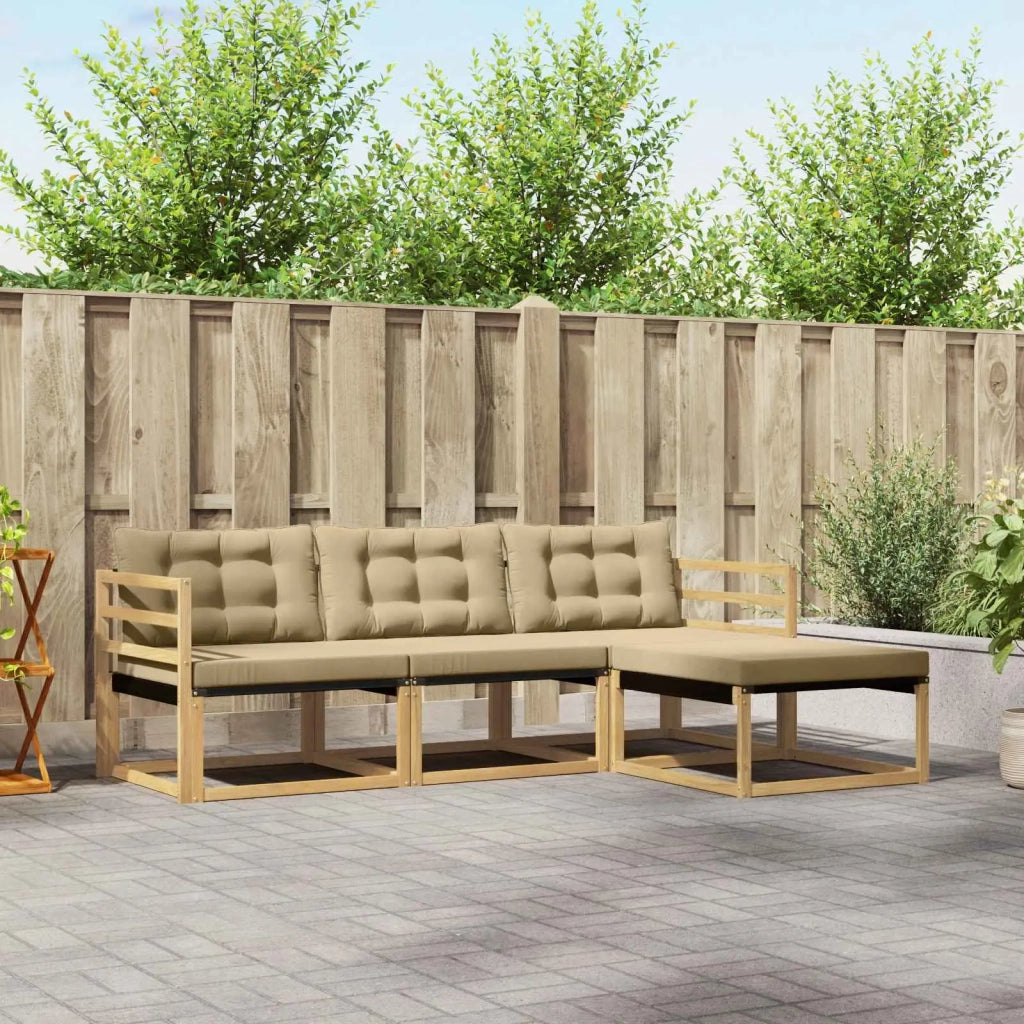 Set di divani da esterno 4 pz Bianco e Beige 3388555