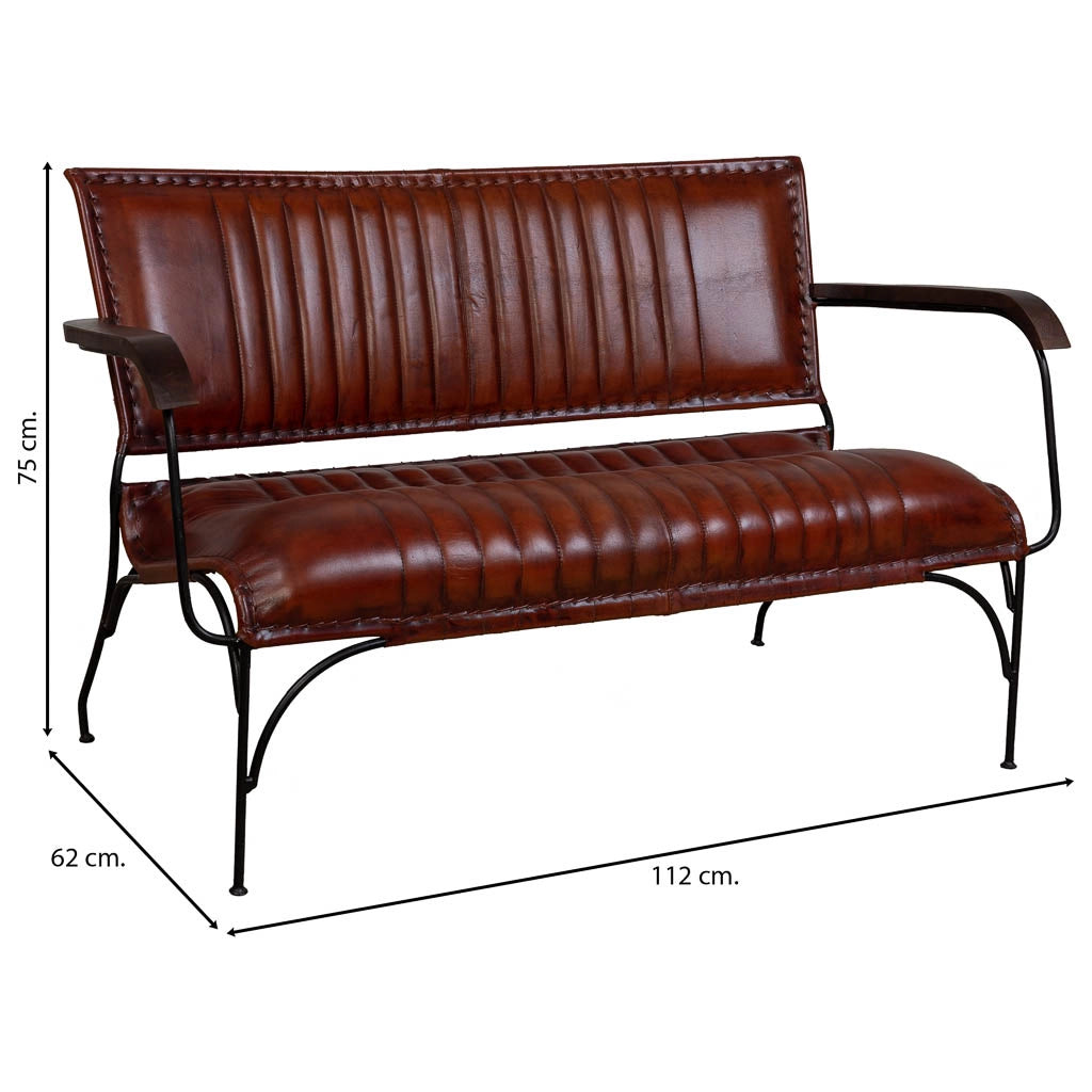 Sgabello in metallo e pelle marrone 112x62x75h