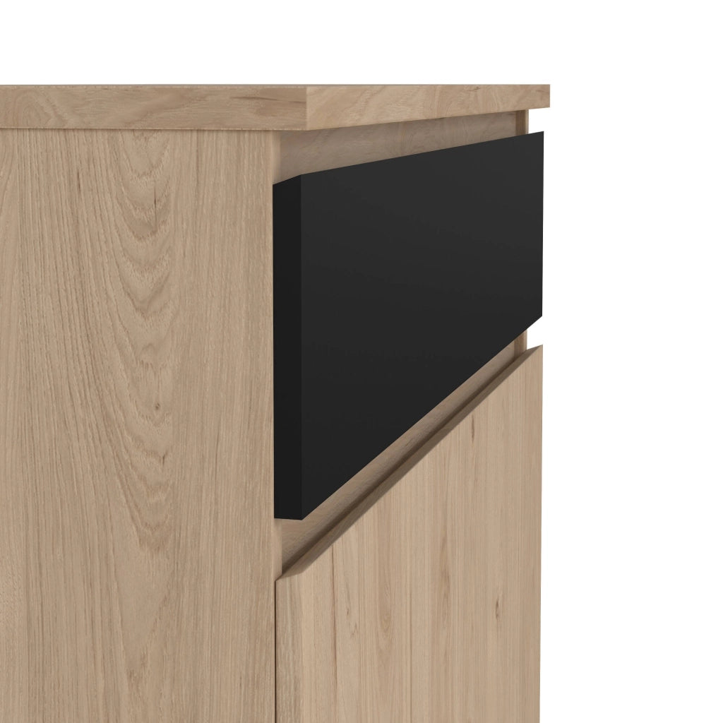 Scarpiera Angilops, Mobile portascarpe, Armadio da ingresso multiuso, Mobiletto per calzature, 80x40 h111 cm, Rovere e Nero