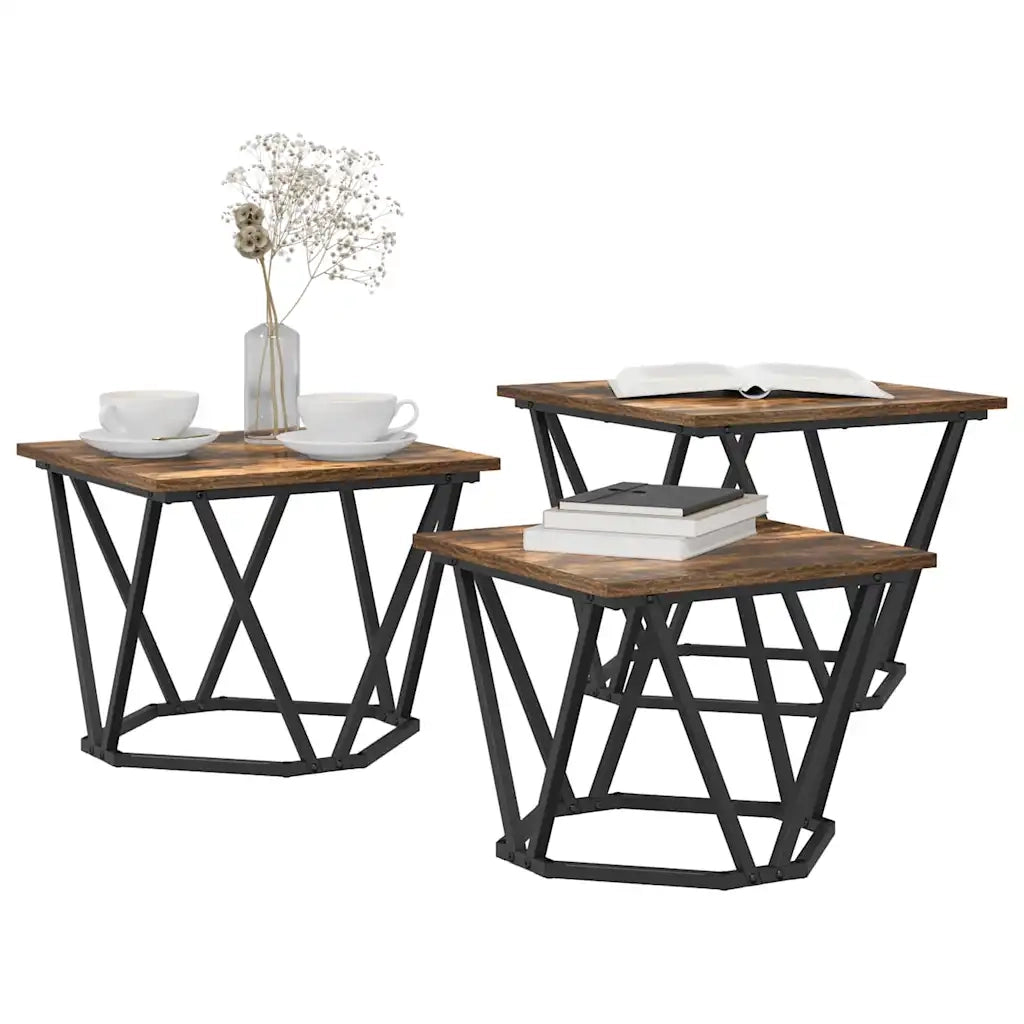 Tavolino da salotto 3 pz Rovere fumé 50 x 50 x 40 cm 868281