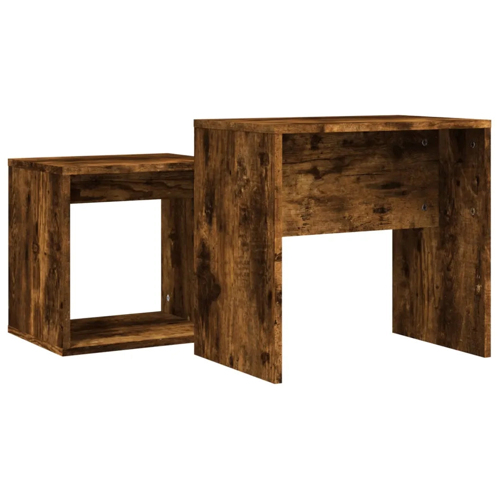 Tavolini Impilabili 2 pz Rovere Fumo in Legno Multistrato 815540