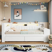 Lettino diurna imbottito; 90x200cm; con scrivania USB LED 2 cassetti; bianco